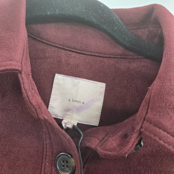 A Loves A Red Merlot Faux Suede Button Front Long Sleeved Dress XS - Picture 4 of 11